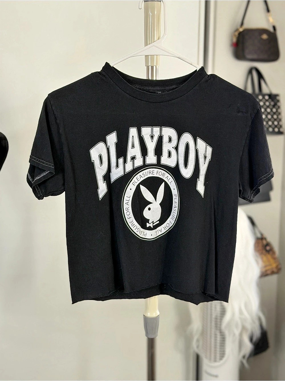 Playboy Graphic Cropped Tee Black XS